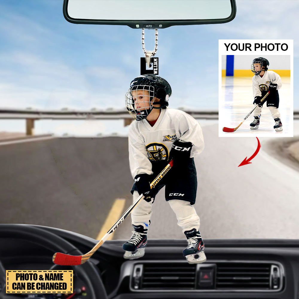 Personalized Acrylic Car Hanging Ornament - Gift For Hockey Lovers- Custom Your Photo