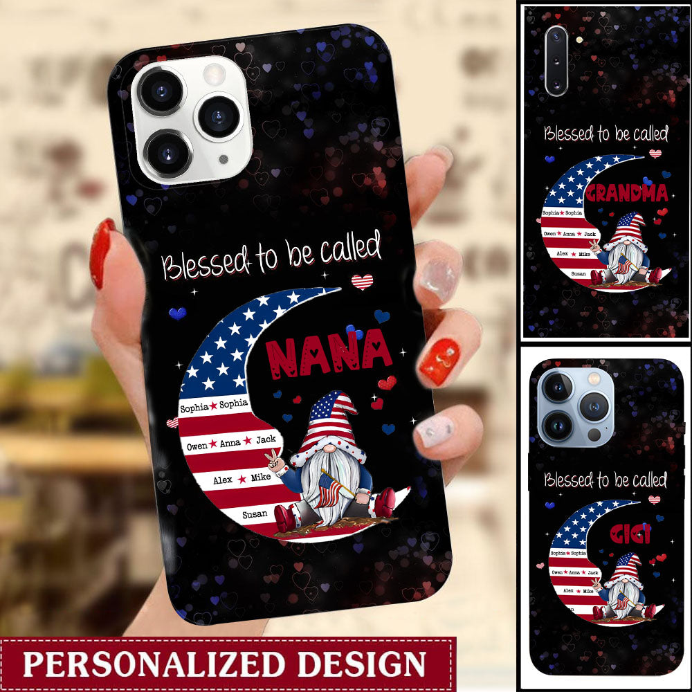 Personalized Grandma Dwarf Moon American Flag Phone case