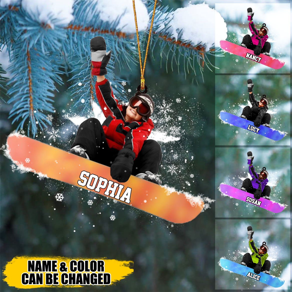 New Release Personalized Snowboarding/Skiing Christmas Ornament-Great Gift idea For Snowboarding Lovers
