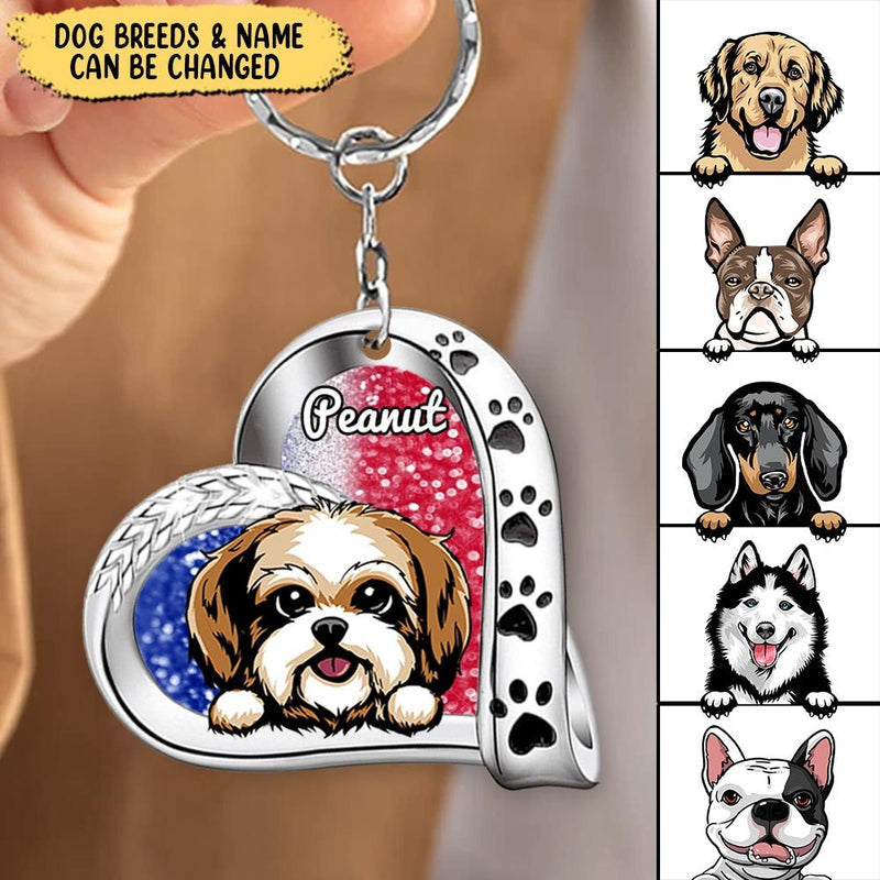 Personalized Heart Dog Paw Keychain
