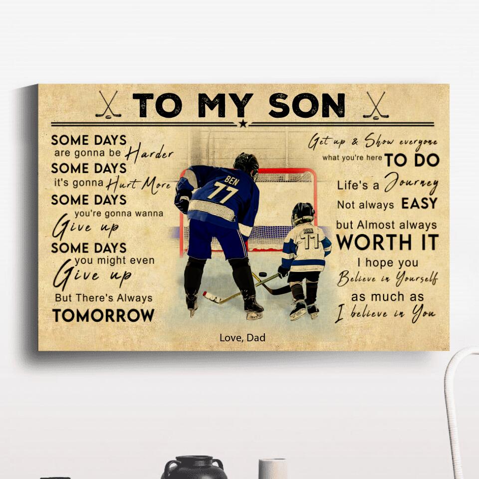 Custom Personalized Ice Hockey Poster, Canvas, Hockey Gifts, Gifts For Hockey Player, Sport Gifts For Son With Custom Name, Number, Appearance & Landscape