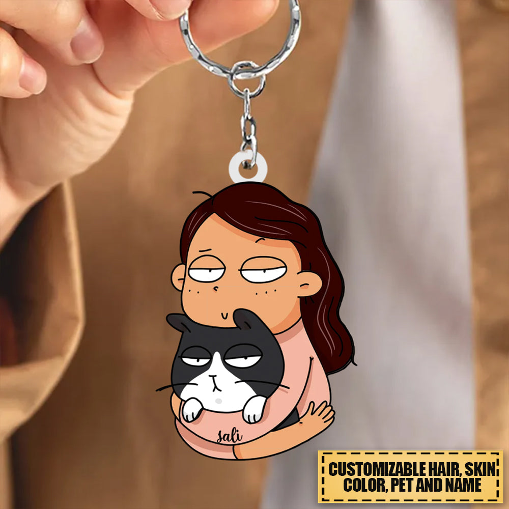 Personalized Keychain, Cat Mom Keychain