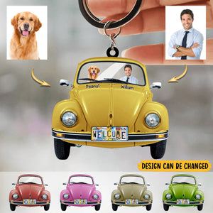 Classic Car Dog Breeds Custom Acrylic Keychain, For Campers Photo Keychain