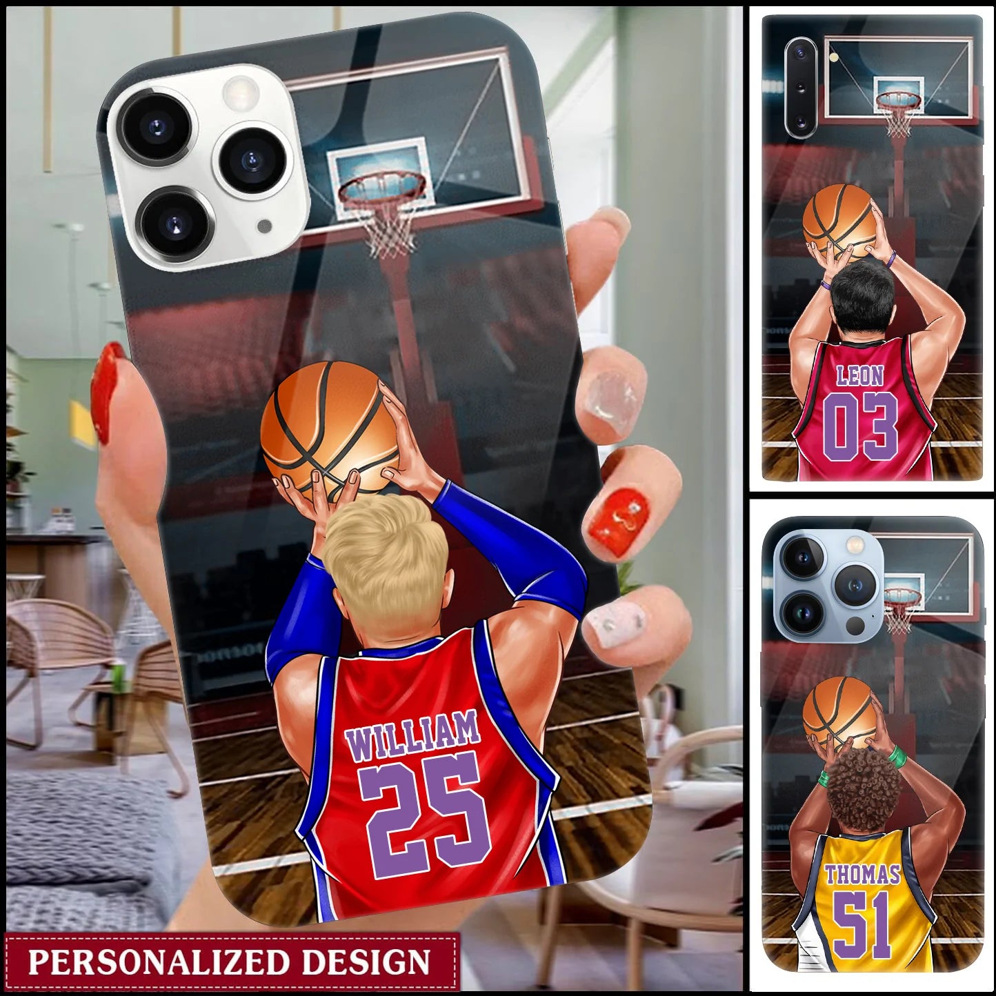 Personalized Basketball Player Glass Phone Case