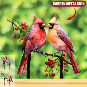 Cardinals Garden Metal Sign with Stake - Memorial Gift