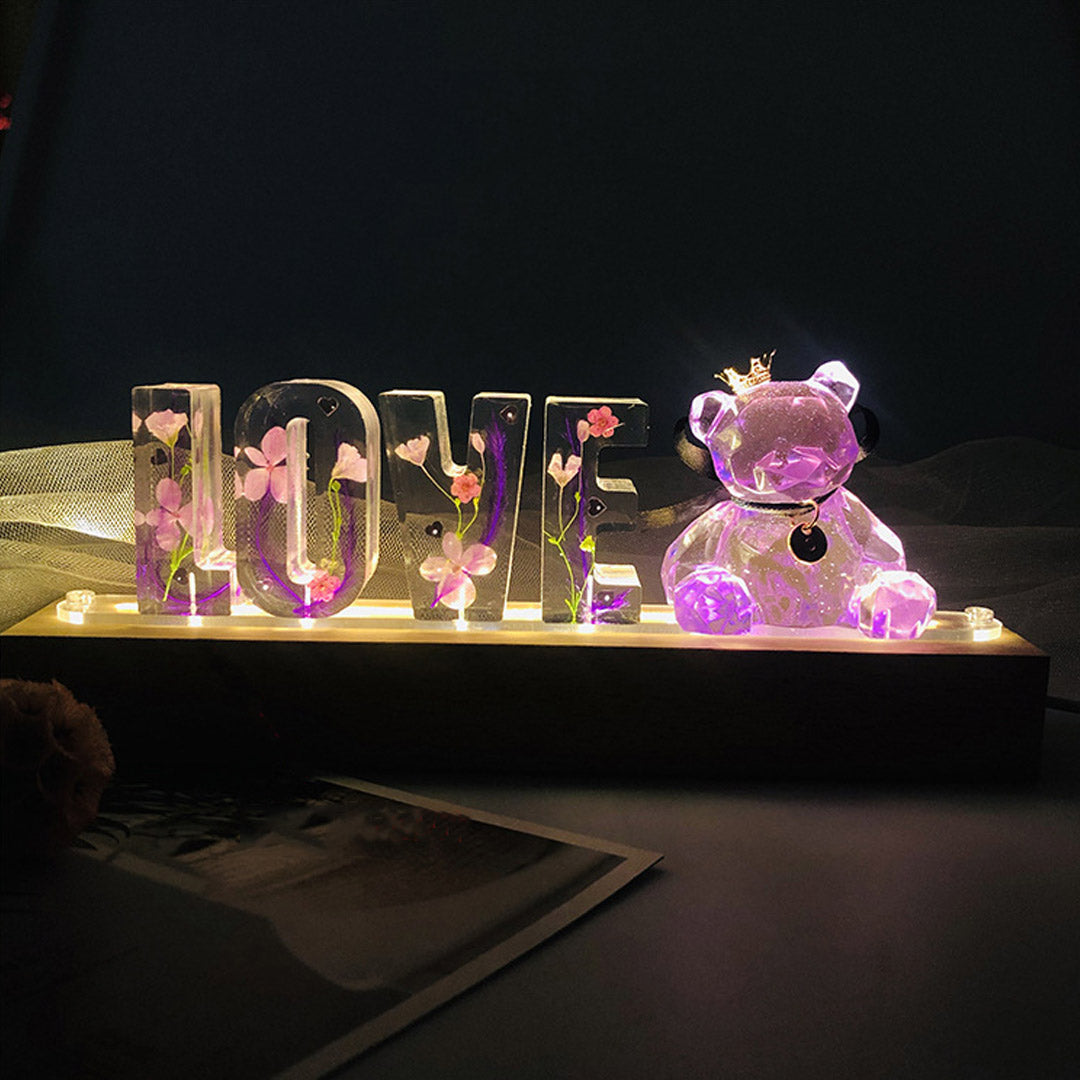 Dried Flowers Resin Letter Lamp - HANDMADE