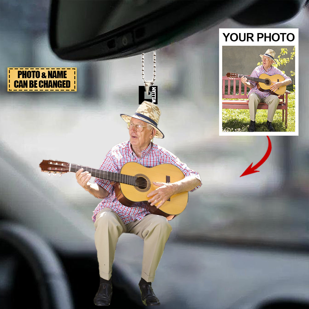 Personalized Acrylic Car Hanging Ornament - Gift For Guitarist /Guitar Lover- Custom Your Photo