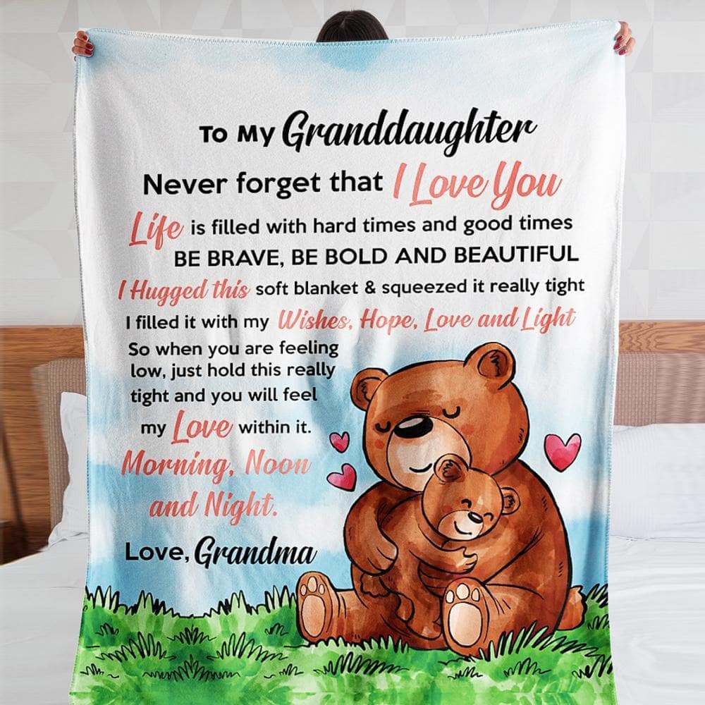 Personalized Granddaughter/Grandson Blanket - Bear Hug