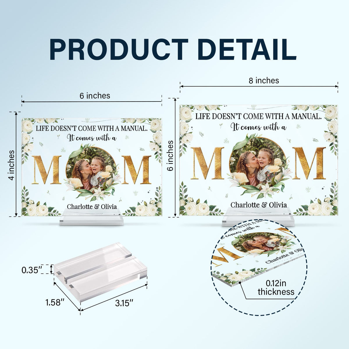 Custom Photo It Comes With A Mom - Mother Gift - Personalized Custom Horizontal Rectangle Acrylic Plaque