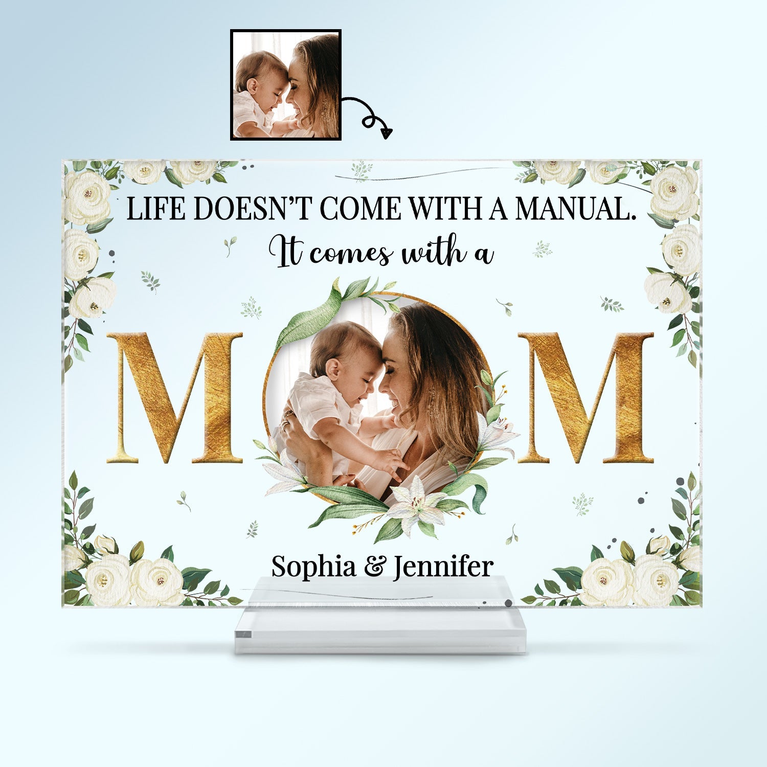 Custom Photo It Comes With A Mom - Mother Gift - Personalized Custom Horizontal Rectangle Acrylic Plaque