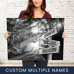 Autumn Road Multi-Names Premium Canvas Poster