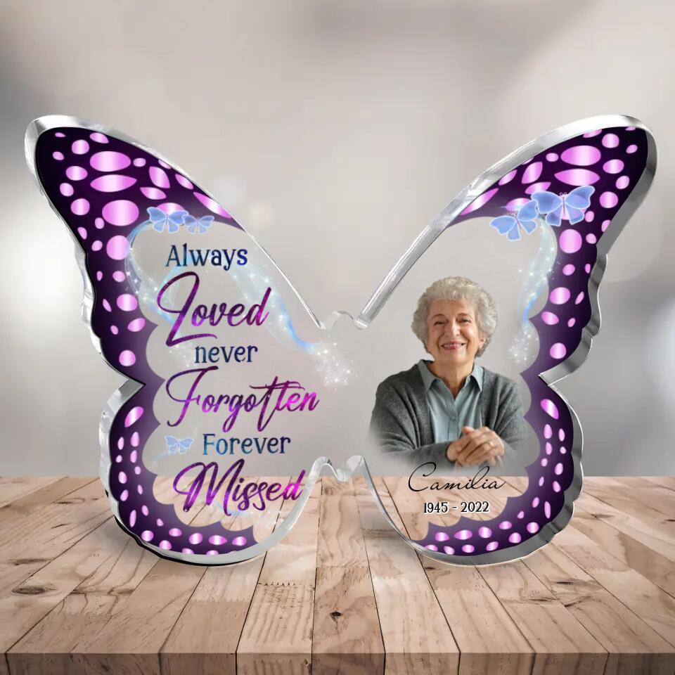 Custom Personalized Memorial Photo Butterfly Acrylic Plaque - Memorial Gift Idea For Christmas - Always Loved Never Forgotten Forever Missed