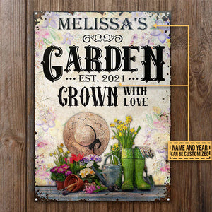Custom Gardening Floral Grown With Love Custom Classic Metal Signs