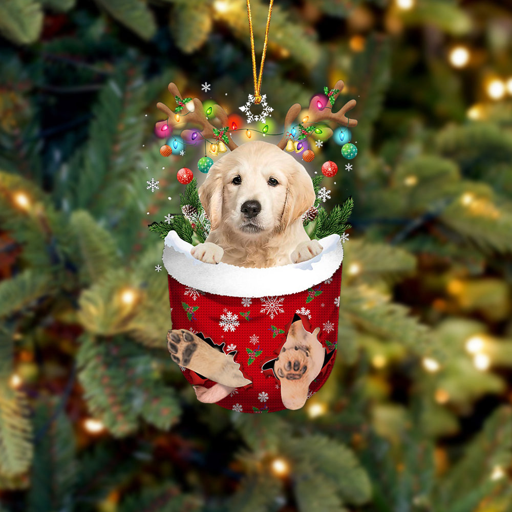 DOG IN SNOW POCKET CHRISTMAS ORNAMENT