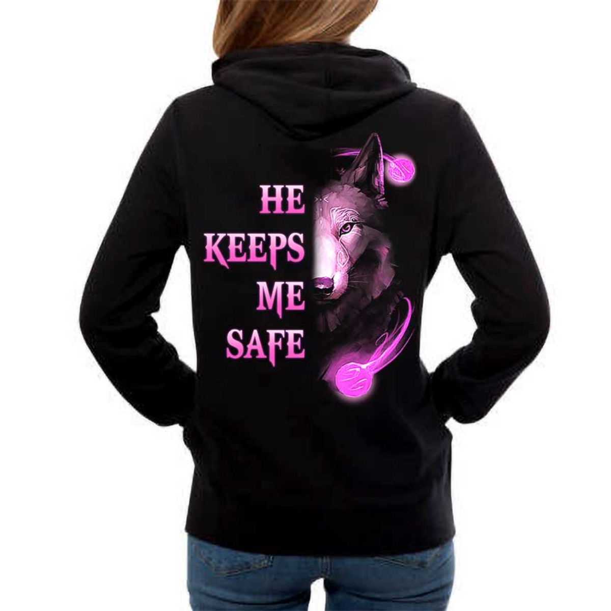 He Keeps Me Safe - She Keeps Me Wild Couple Wolf Hoodie - laihair