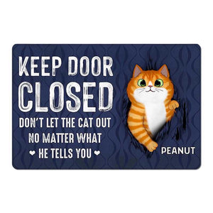 Keep Door Closed Fluffy Cat Tearing Personalized Doormat