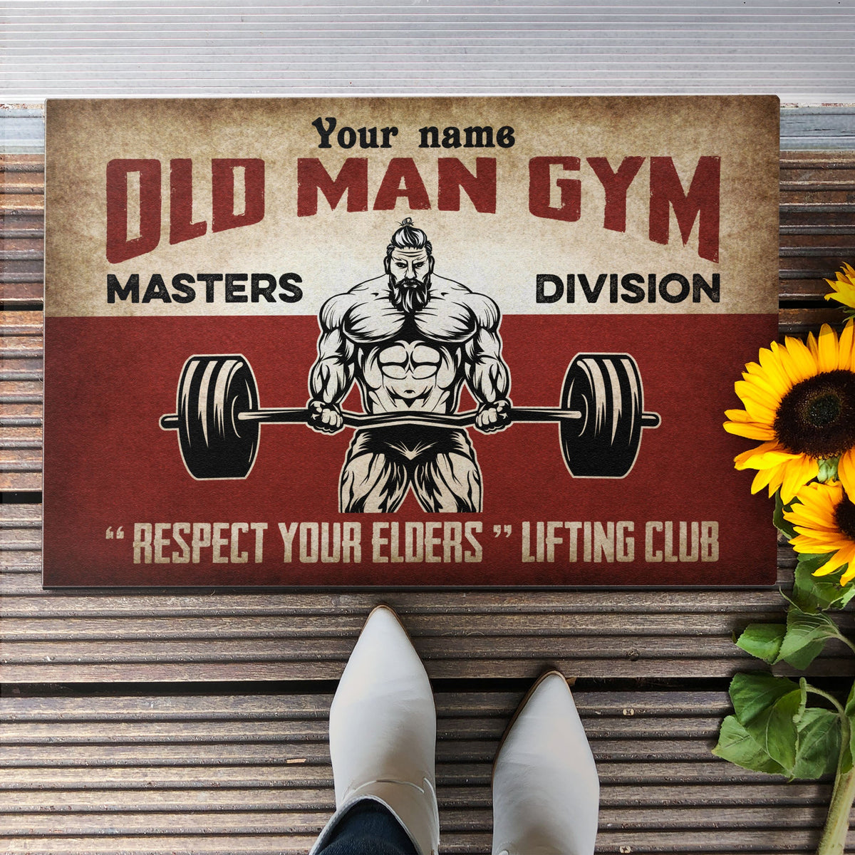 Old Man Gym - Personalized Doormat - Gift For Gymer - Old Man Lifting