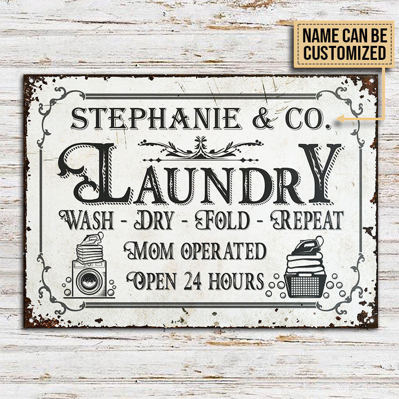 Personalized Laundry Room Mom Operated Customized Classic Metal Signs