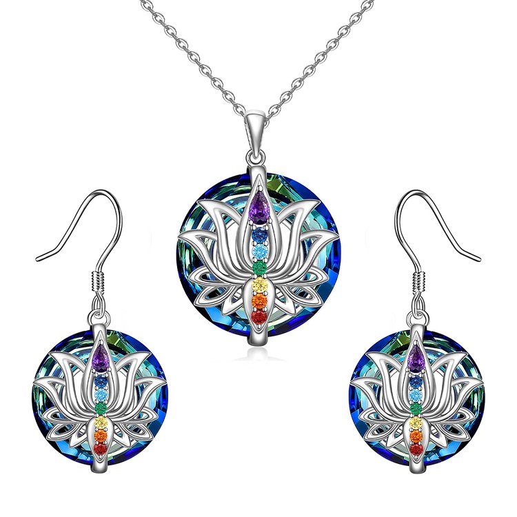 Move on Colorful Crystal Lotus Necklace