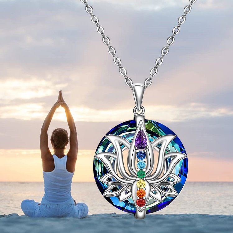 Move on Colorful Crystal Lotus Necklace