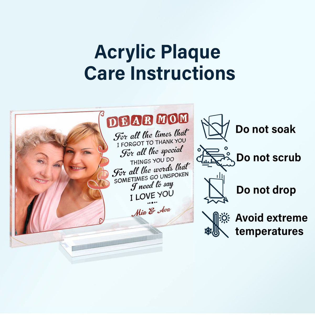 Custom Photo For All The Times I Need To Say Thank You Mom - Birthday, Loving Gift For Mother - Personalized Custom Horizontal Rectangle Acrylic Plaque