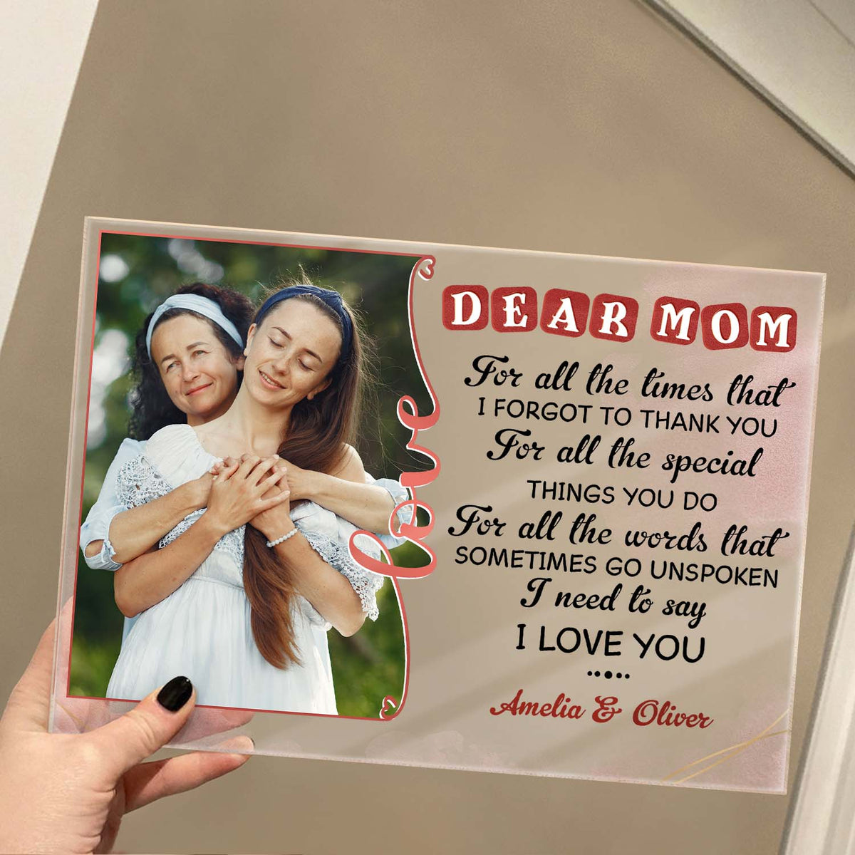 Custom Photo For All The Times I Need To Say Thank You Mom - Birthday, Loving Gift For Mother - Personalized Custom Horizontal Rectangle Acrylic Plaque