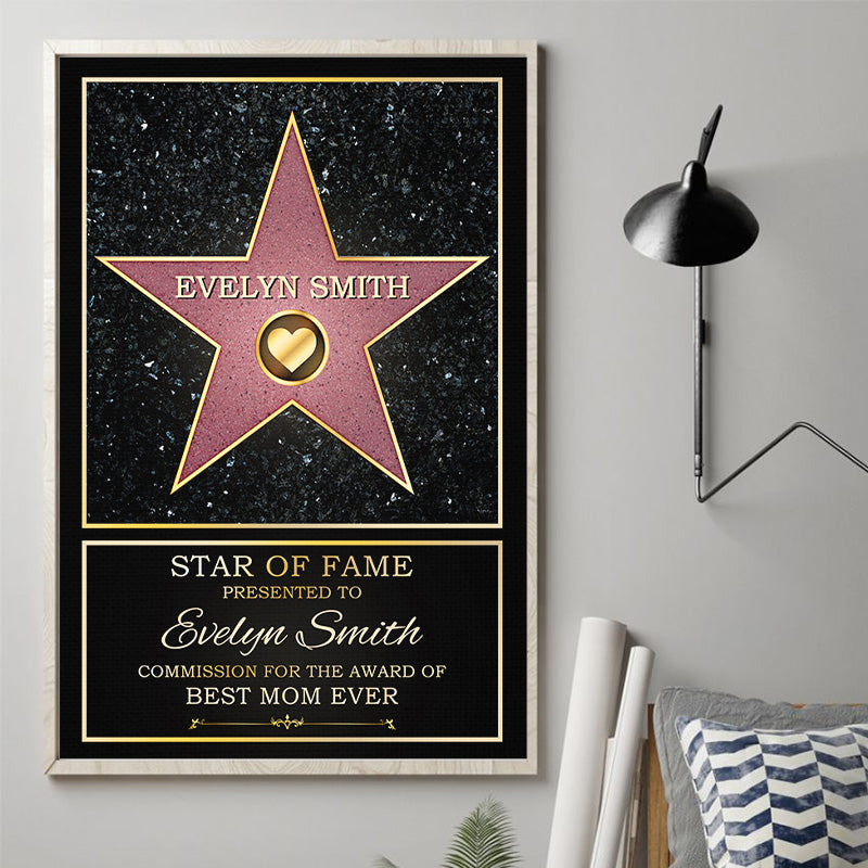 Star Of Fame, Best Mom/Dad Of The Year - Family Personalized Custom Vertical Poster - Mother's Day,Father's Day, Birthday Gift For Mom/Dad