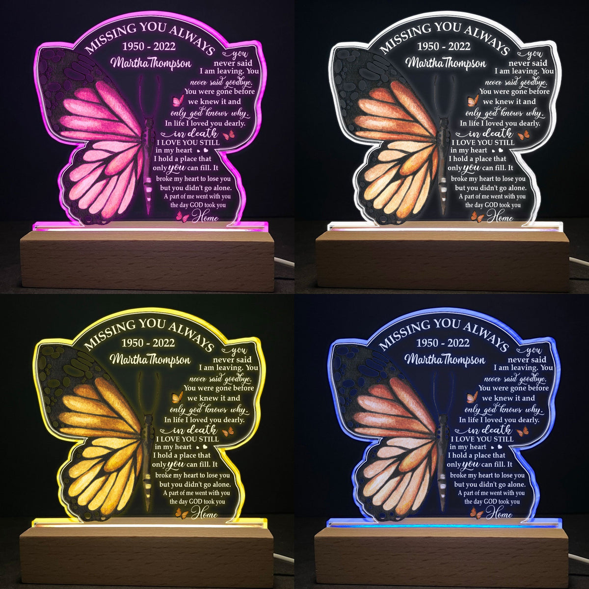 The Day God Took You Home - Personalized 3D LED Light Wooden Base - Memorial Gift For Family Members, Loss Of A Loved One, Dad, Mom, Grandpa, Grandma