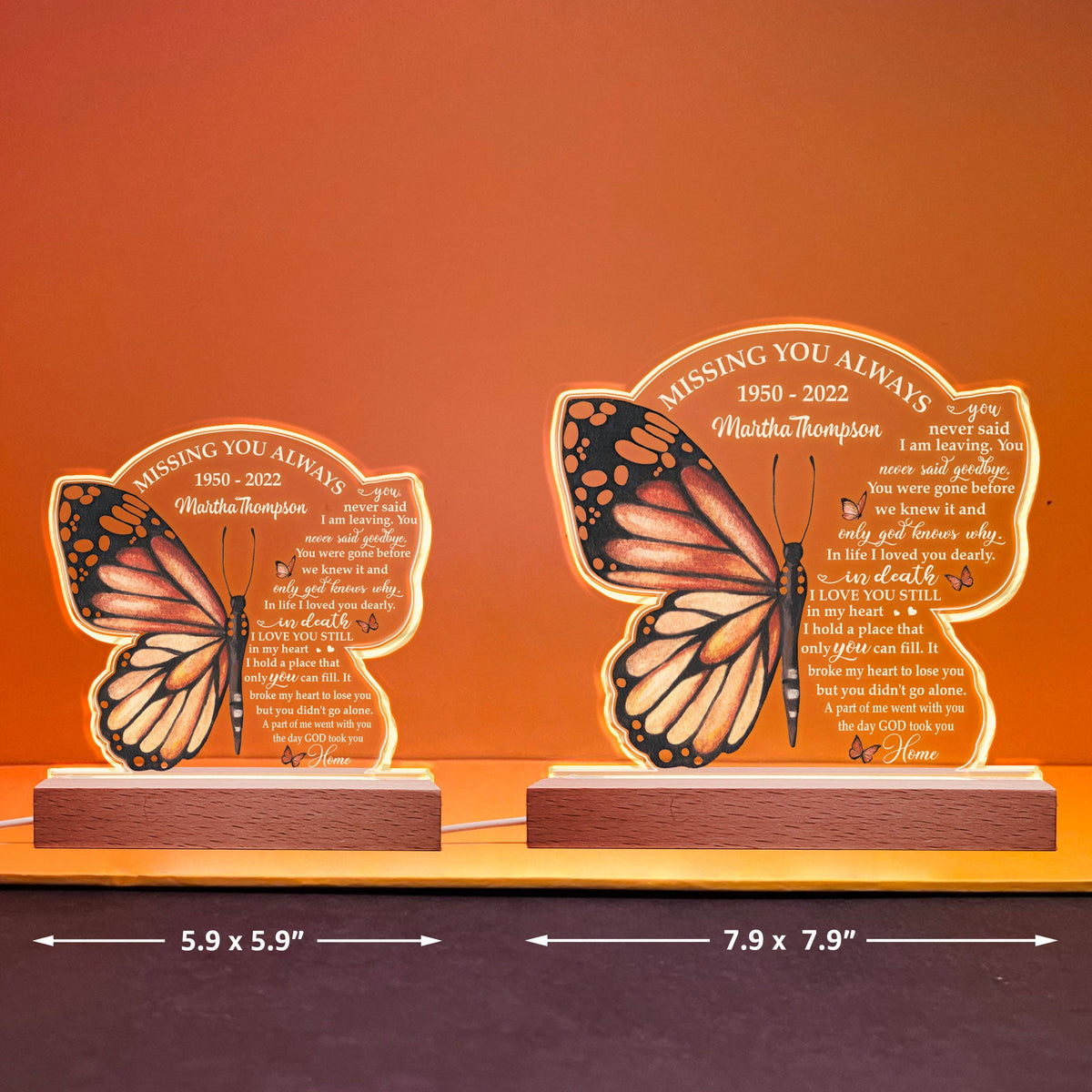 The Day God Took You Home - Personalized 3D LED Light Wooden Base - Memorial Gift For Family Members, Loss Of A Loved One, Dad, Mom, Grandpa, Grandma