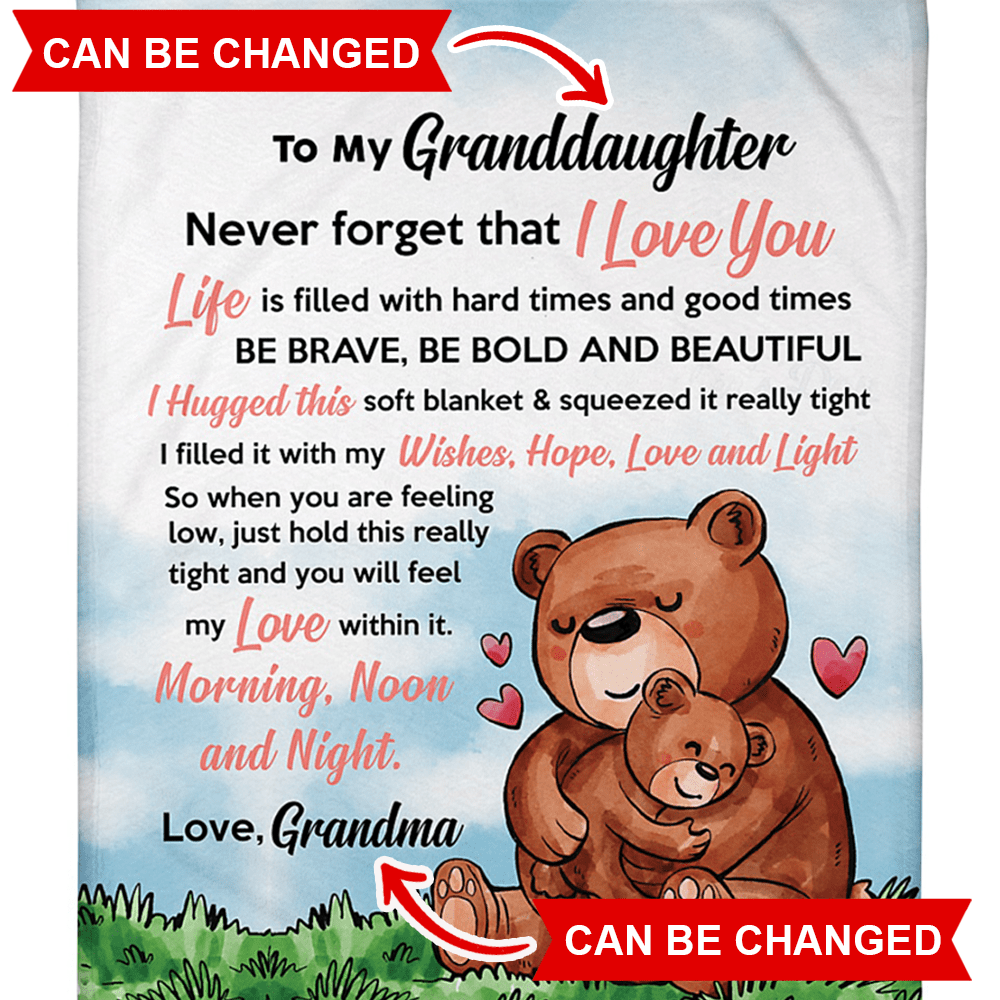 Personalized Granddaughter/Grandson Blanket - Bear Hug