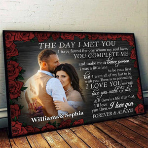 Best Valentine Gift For Girlfriend, The Day I Met You Custom Photo Canvas Gift For Couple