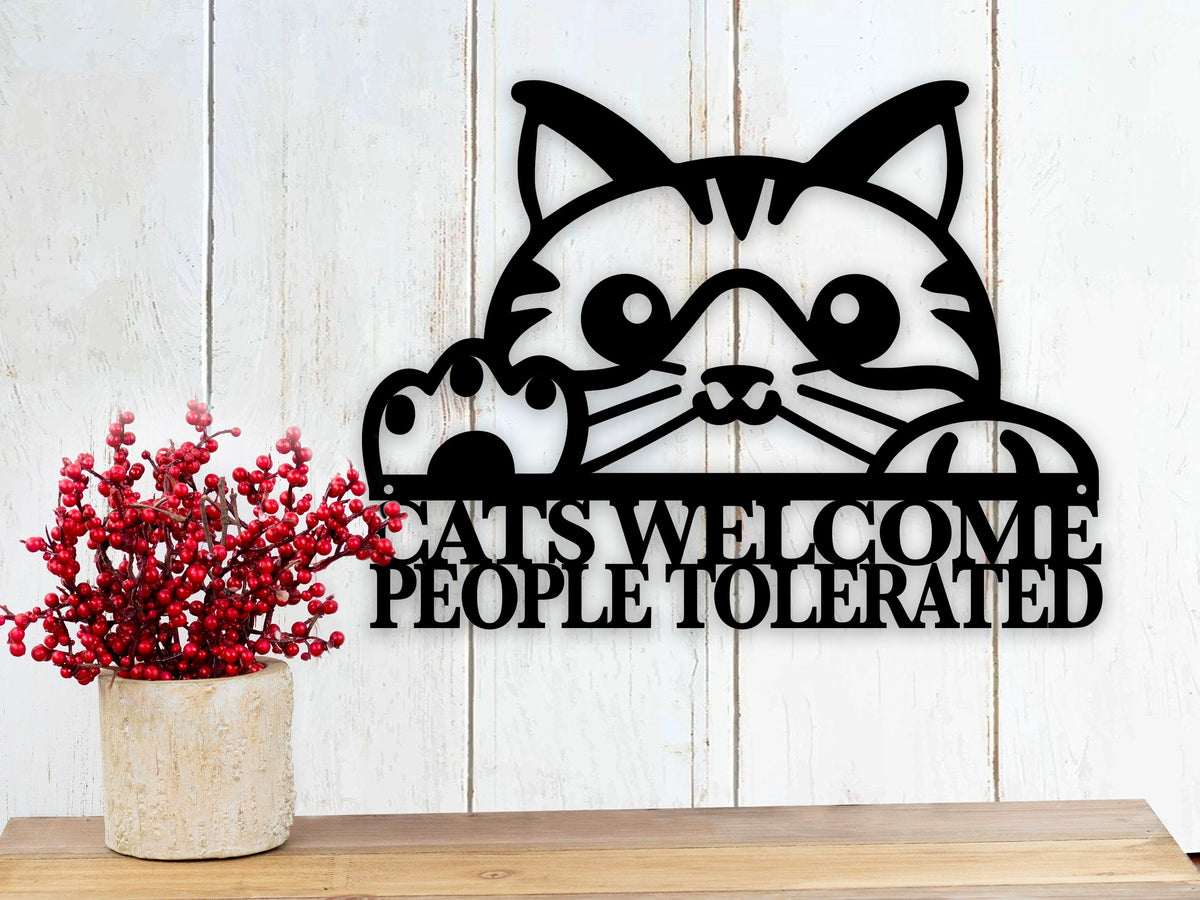 Cat welcome gift for cat lover gift for house Metal sign