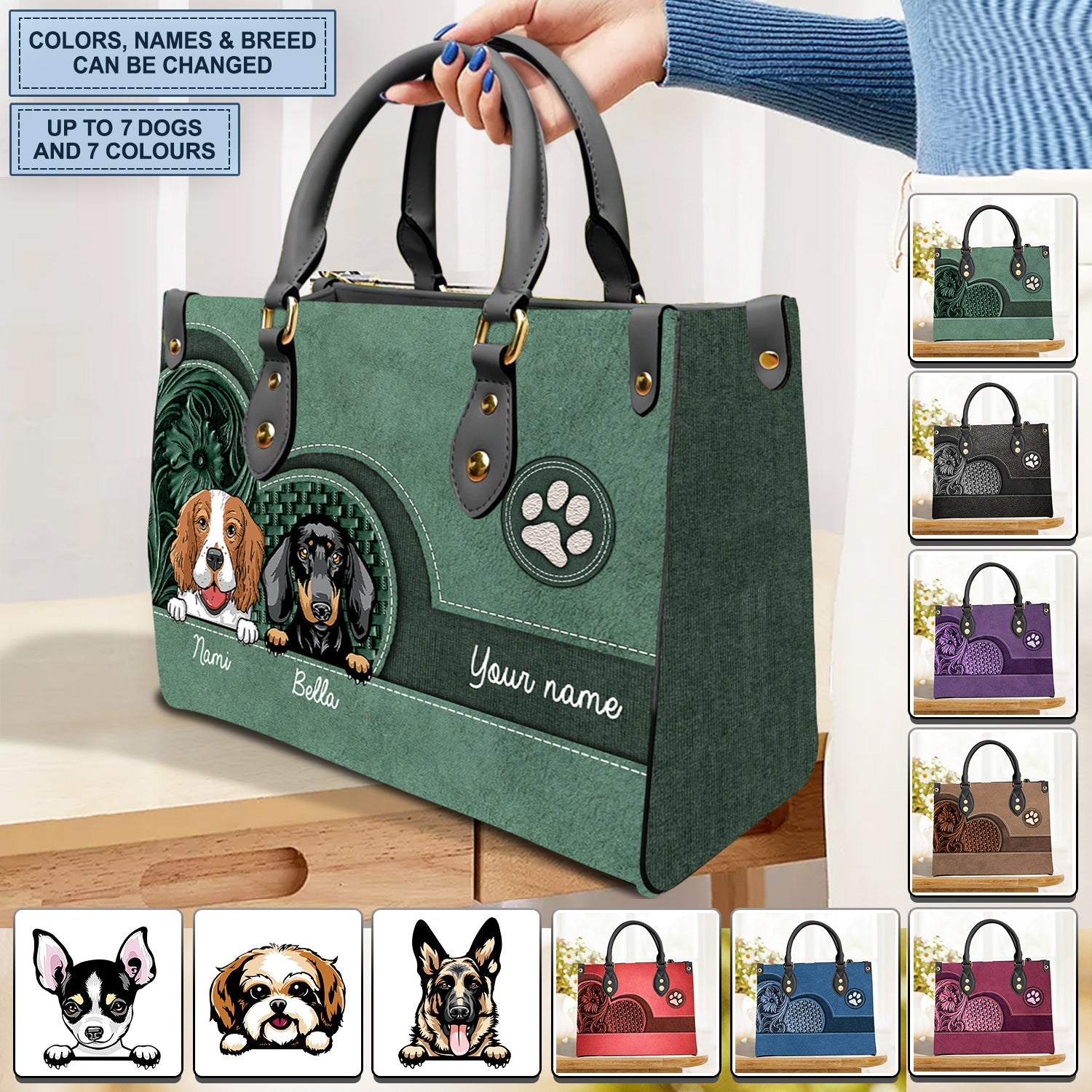 Personalized Cat Leather Bag