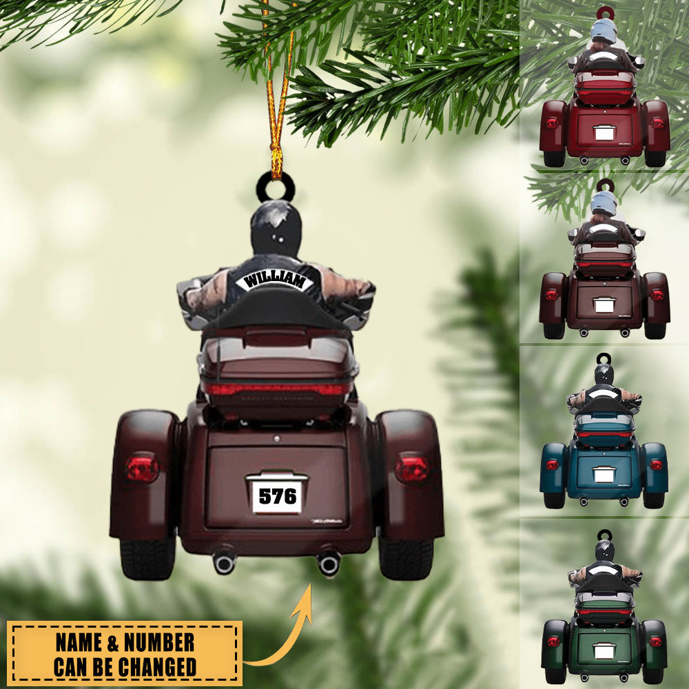 Personalized Biker Trike Tri Glide Motorcycle Ornament