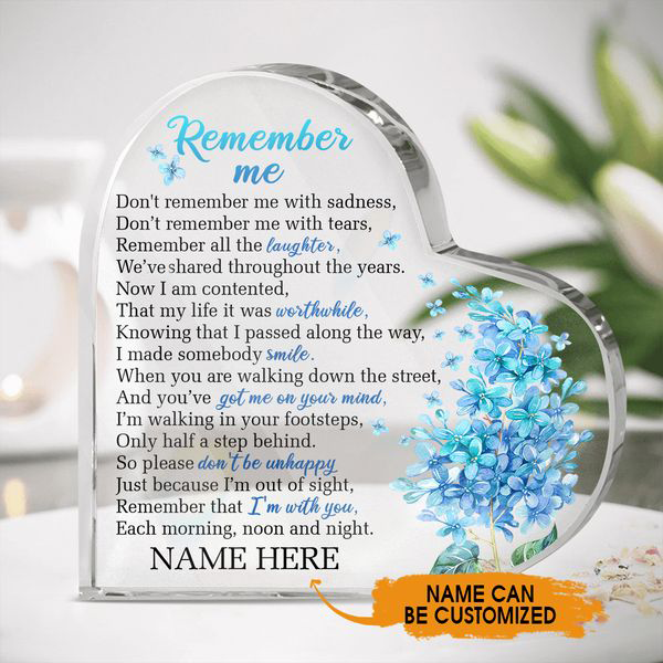 Personalized Memorial Heart Keepsake Remember Me Custom Memorial Gift-Personalized Acrylic Plaque