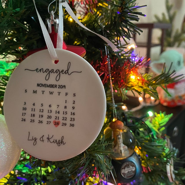 Personalized Engaged Ornament- Engagement Ornament-Engagement Gift- Custom Ornament-Engagement Announcement Couples Ornament