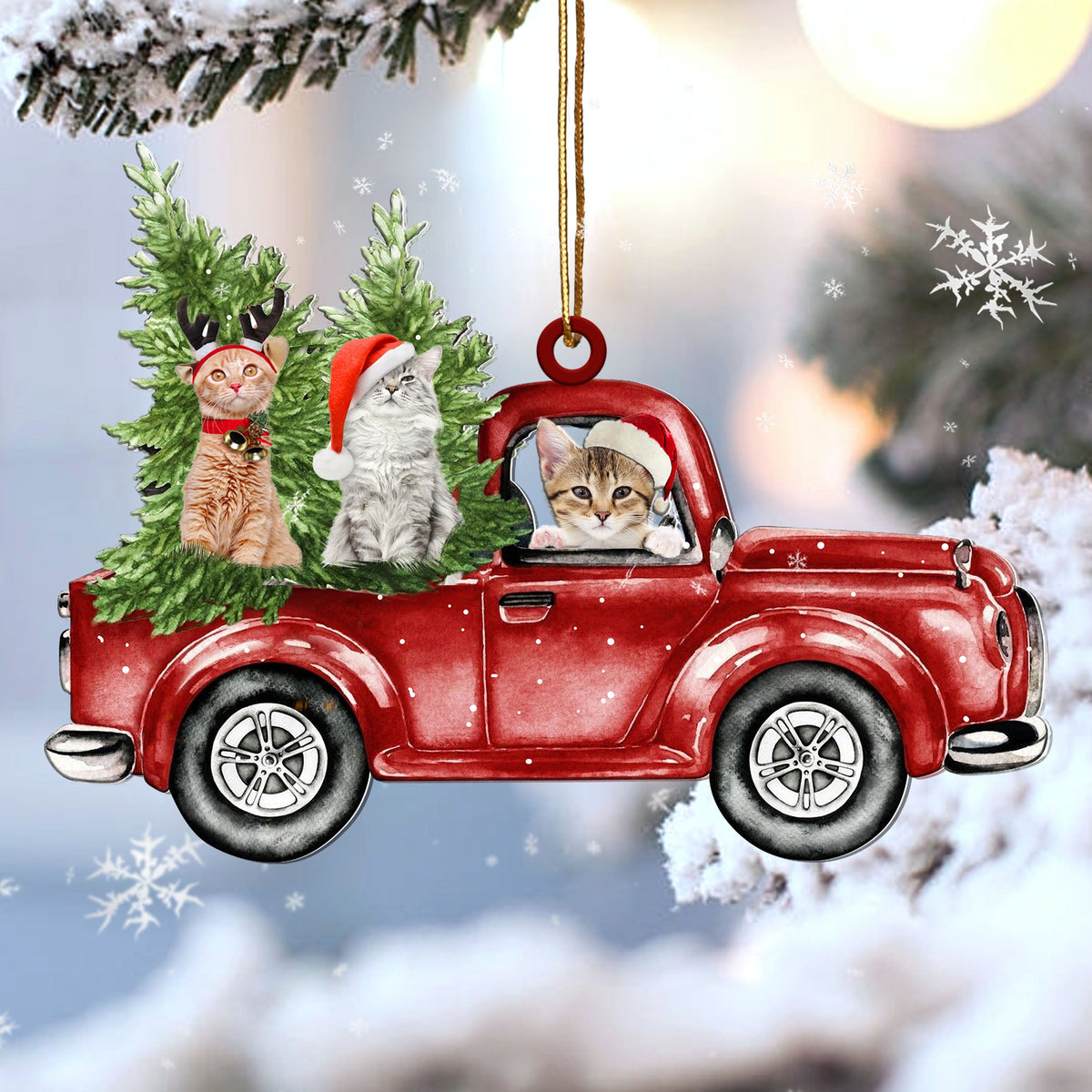 Cat red car gift for cat lover gift for cat mom ornament