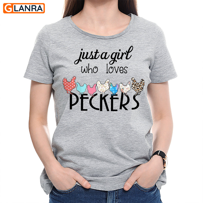 Just A Girl Who Love Peckers Shirt, Chicken Shirt, Chicken Pecker Shirt, Chicken Lover Shirt, T-Shirt, Tee, Hoodie, Unisex, Sweater, Sweatshirt