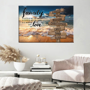 Ocean Sunset Color A Little Whole Lot of Love Multi-Names Premium Canvas Poster