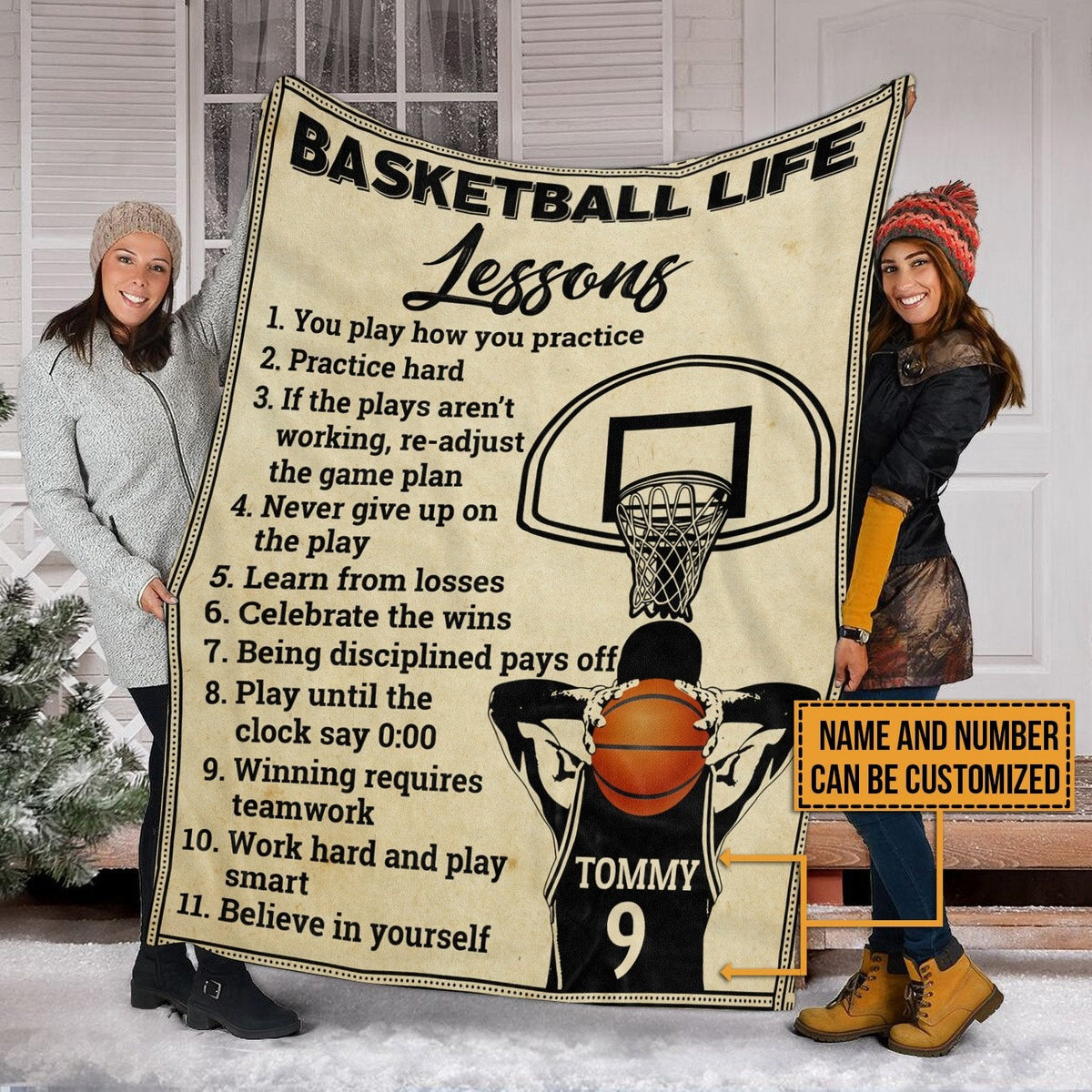Basketball Lesson Blanket - Personalized Work Hard