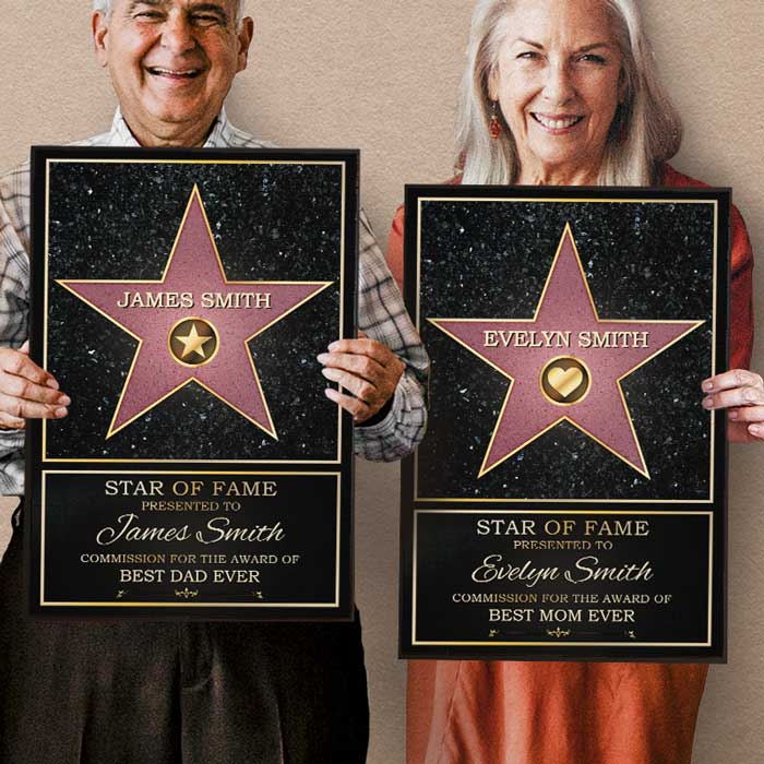 Star Of Fame, Best Mom/Dad Of The Year - Family Personalized Custom Vertical Poster - Mother's Day,Father's Day, Birthday Gift For Mom/Dad